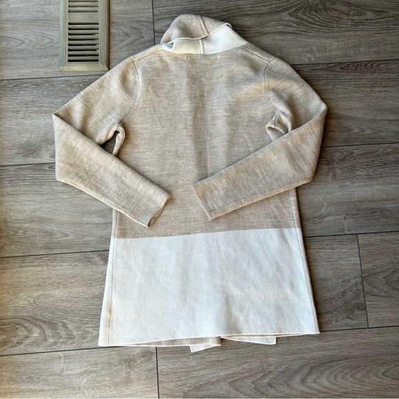 Max Studio Wool Blend Two Toned Open  Front Cardigan - Picture 12 of 15